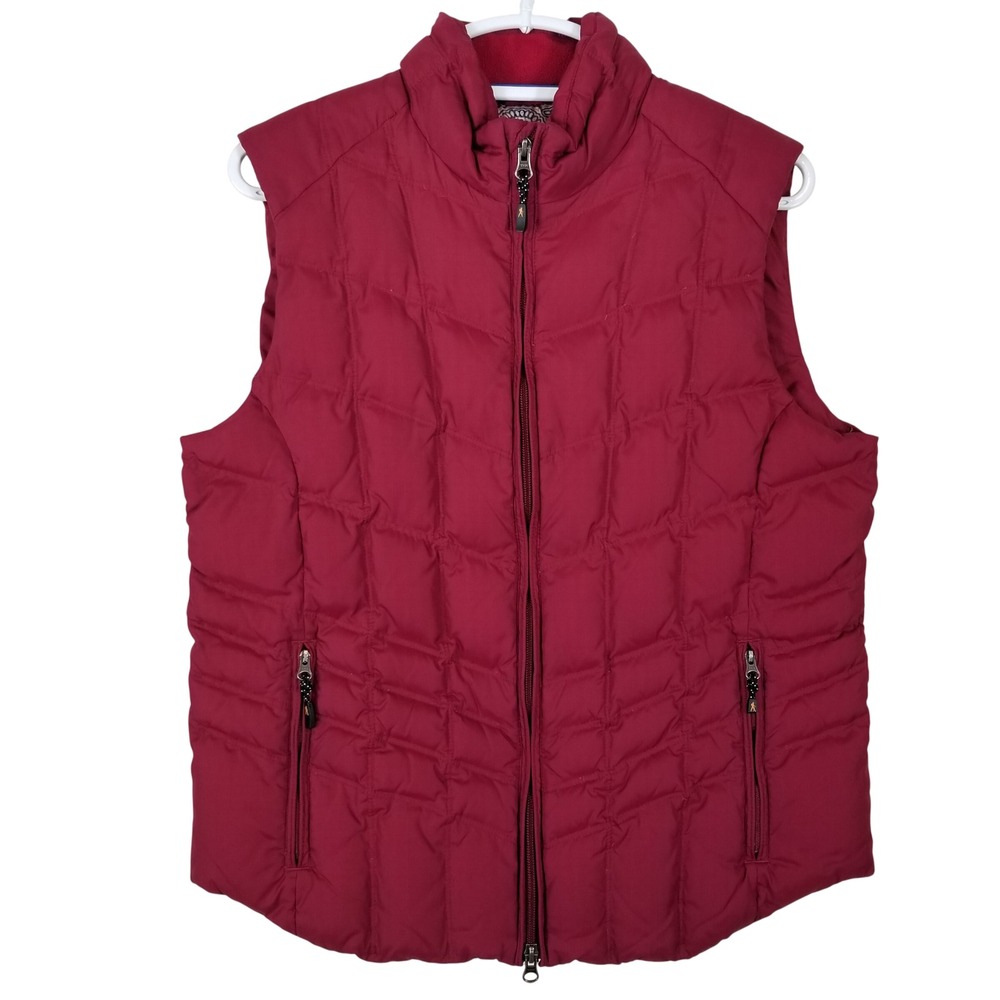 Royal Robbins Womens Burgundy Red Down Puffer Vest Quilted Full Zip Paisley L